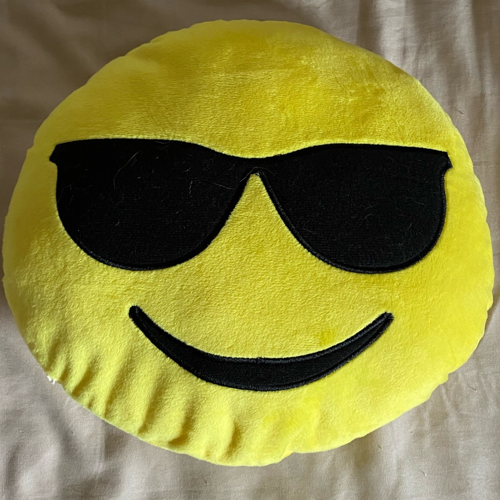 Yellow Sunglasses Emoji Plush Pillow - Kids Stuffed Animal